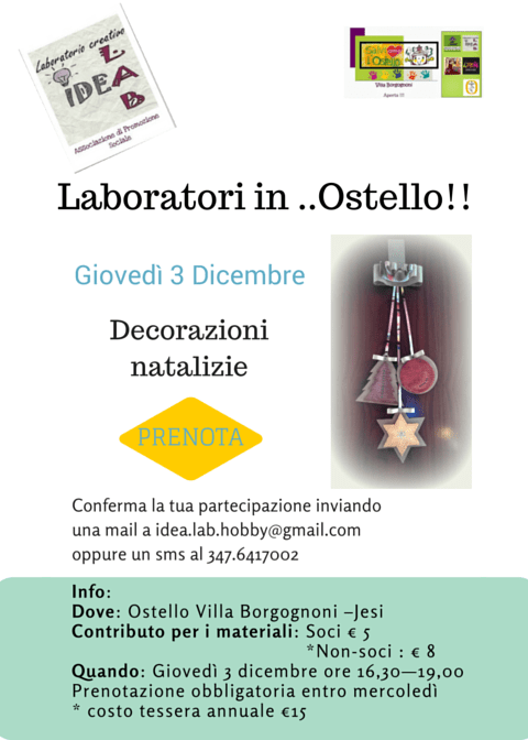 Laboratori in ..Ostello!! decorazioni natale